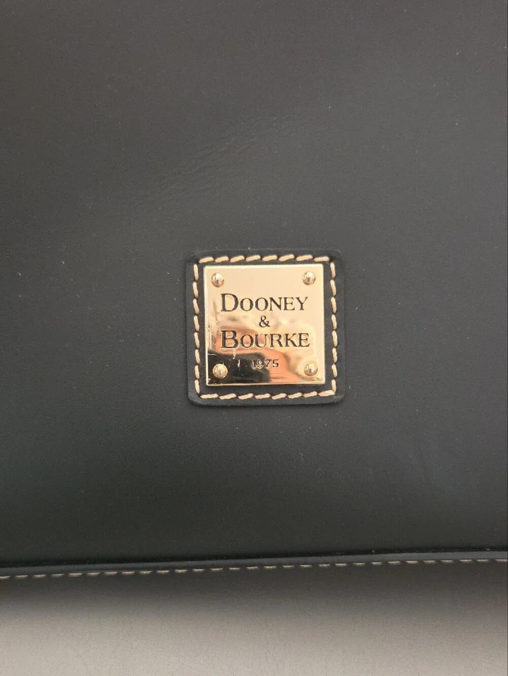 Dooney & Bourke Black Leather Tote with Contrast Stitching - Picture 2 of 9